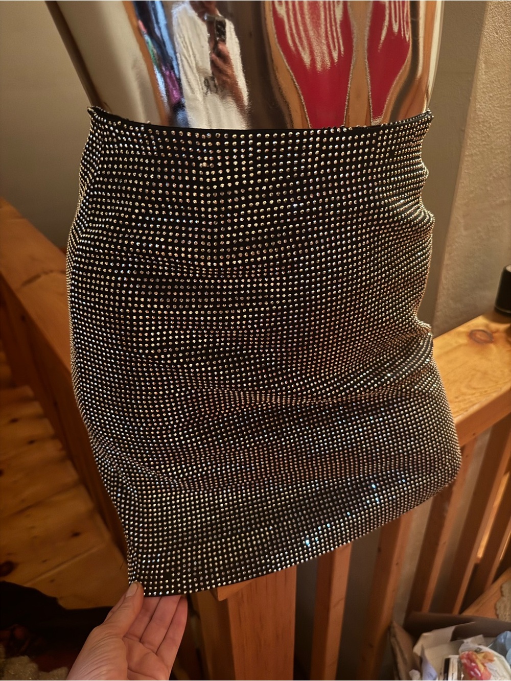 Windsor Black Rhinestone Mini Skirt